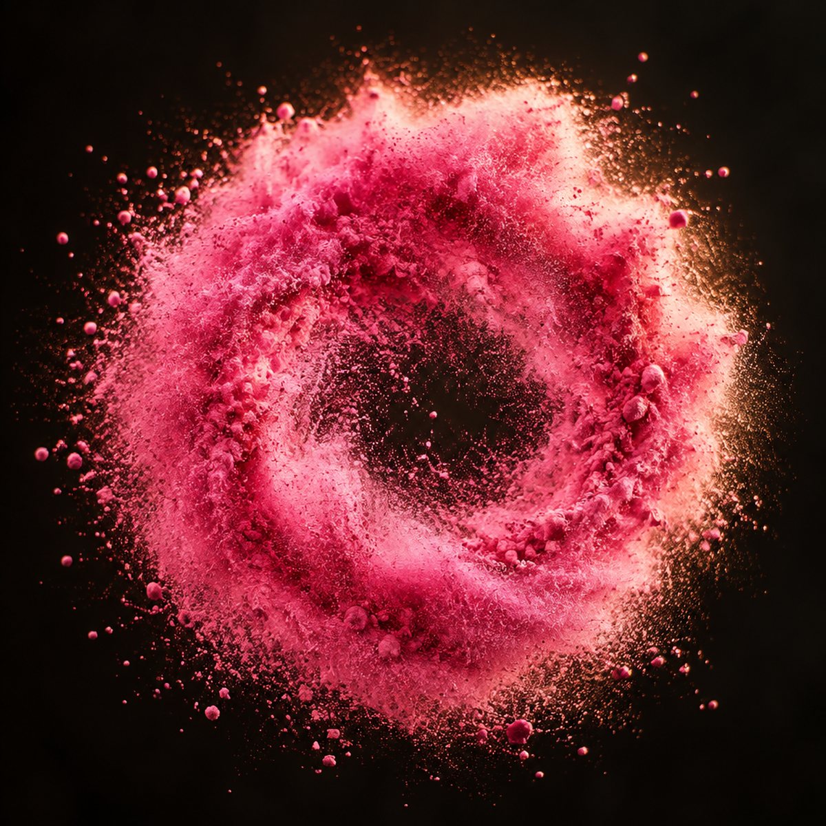 Fruit punch powder swirling in a ring